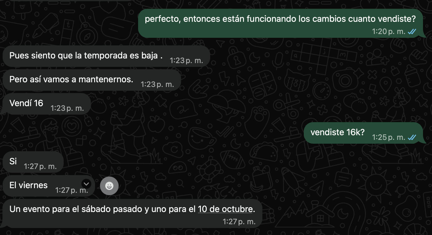 Mensaje de WhatsApp de un cliente satisfecho 3