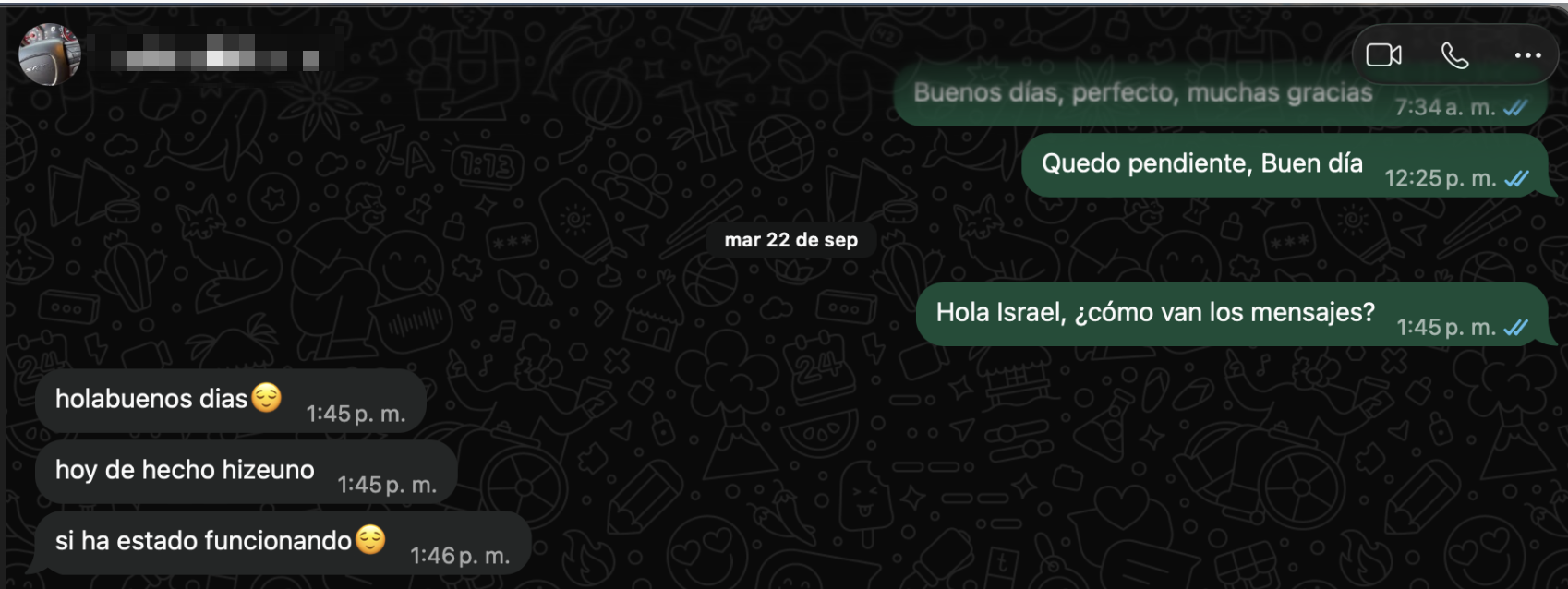Mensaje de WhatsApp de un cliente satisfecho 4