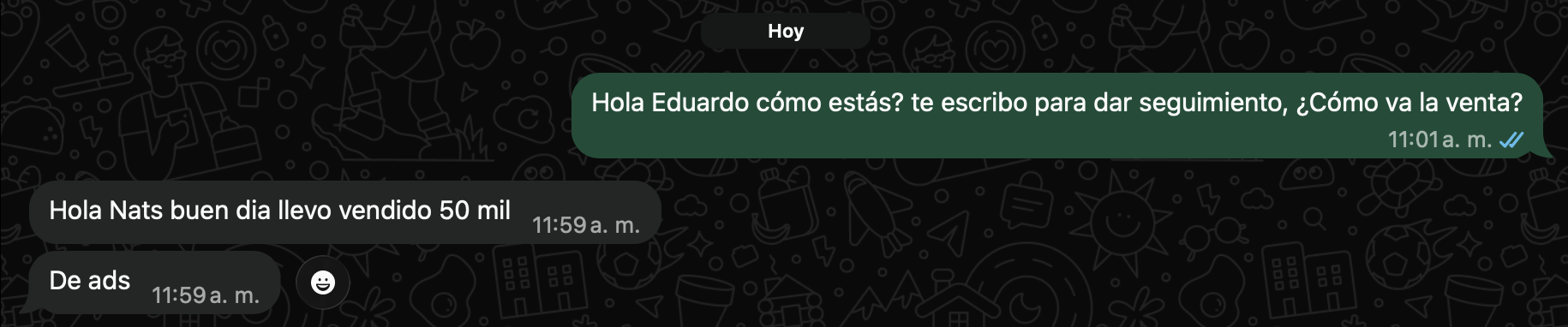 Mensaje de WhatsApp de un cliente satisfecho 4